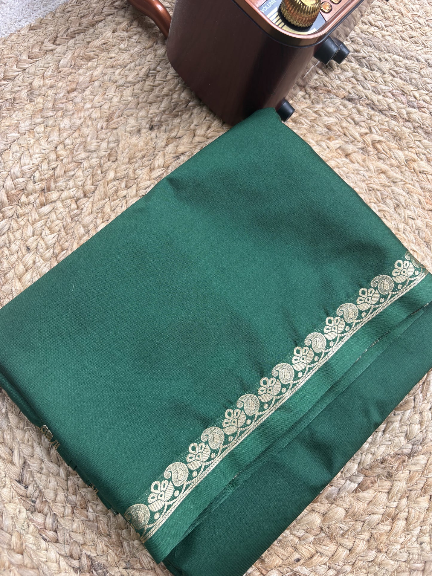 Green Mango Border Crepe Saree