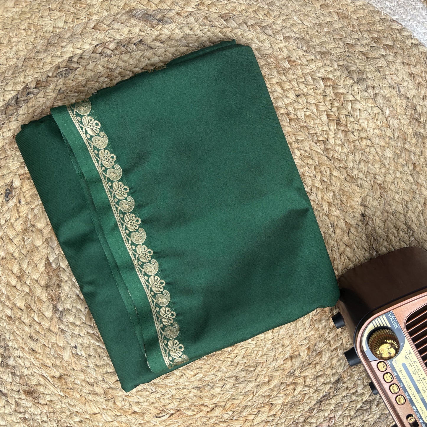 Green Mango Border Crepe Saree