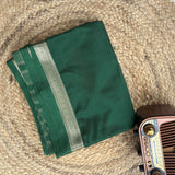 Bottle Green Tape Border Crepe Saree