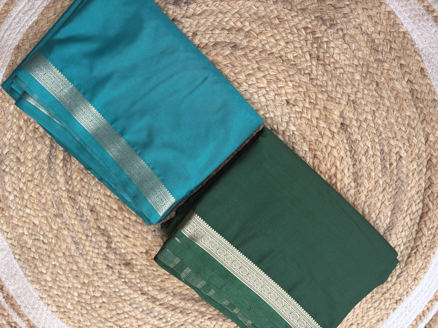 Ramar Green Tape Border Crepe Saree