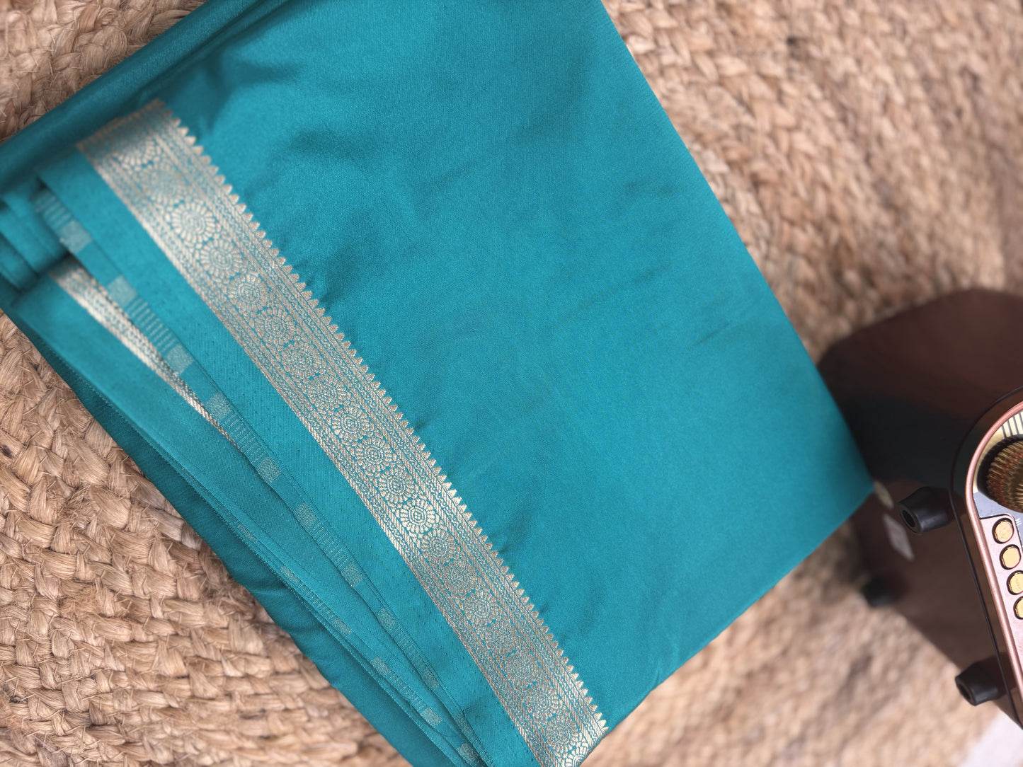 Ramar Green Tape Border Crepe Saree