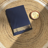 Indigo Tape Border Crepe Saree