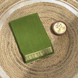 Parrot Green Tape Border Crepe Saree
