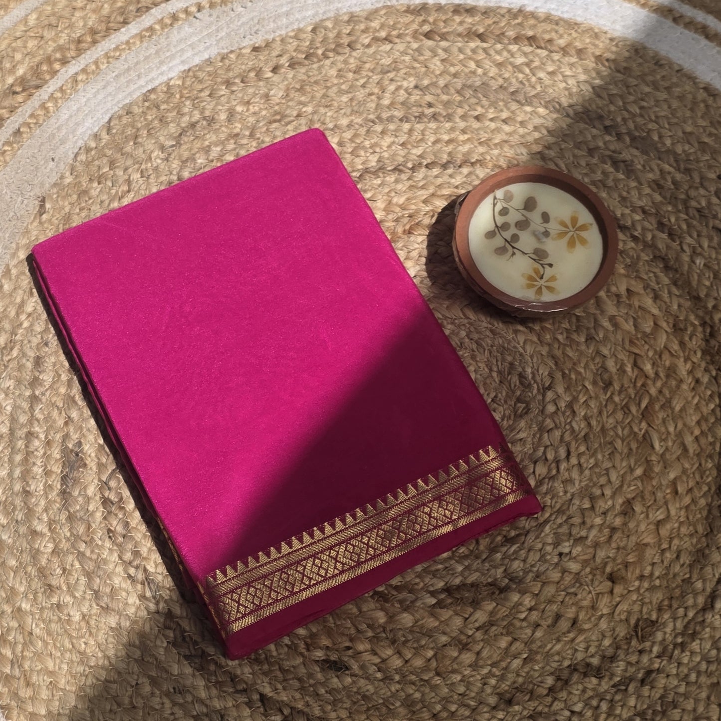 Maroon Tape Border Crepe Saree