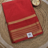 Red Semi Crepe Silk Four Line Border