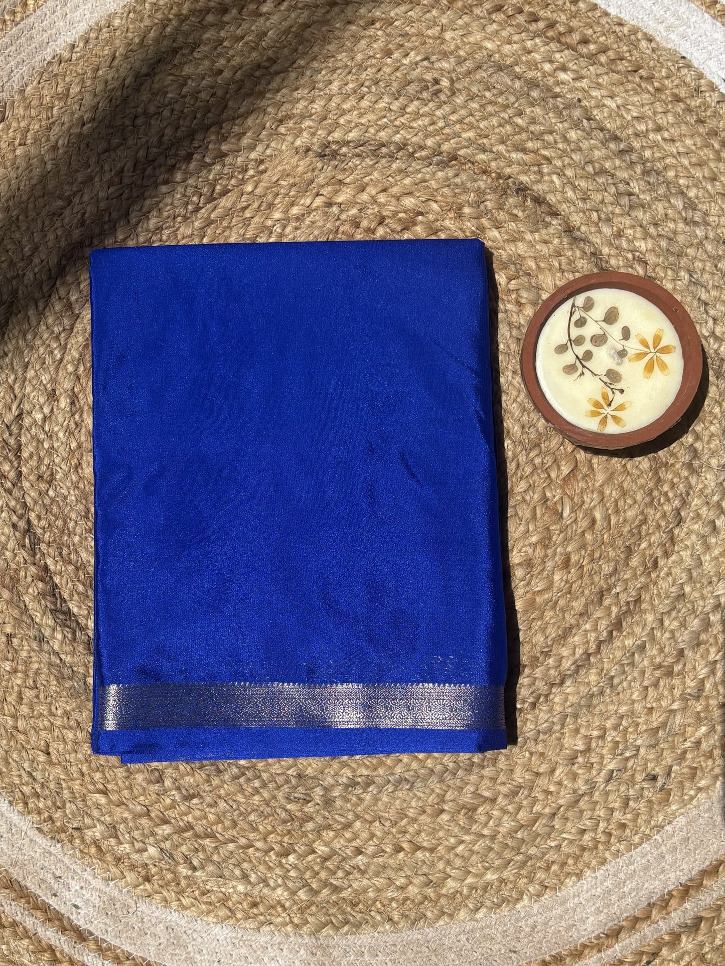Blue Mysore Silk Crepe Saree