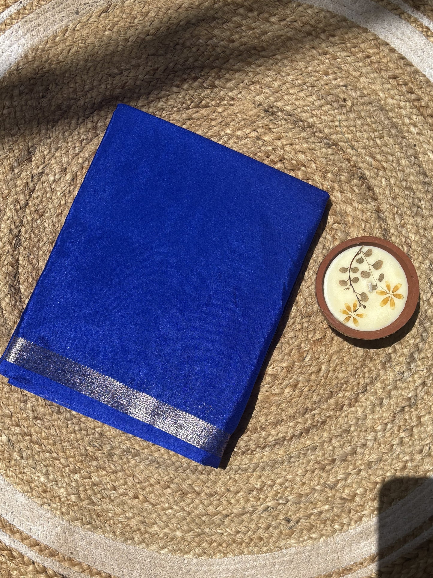 Blue Mysore Silk Crepe Saree