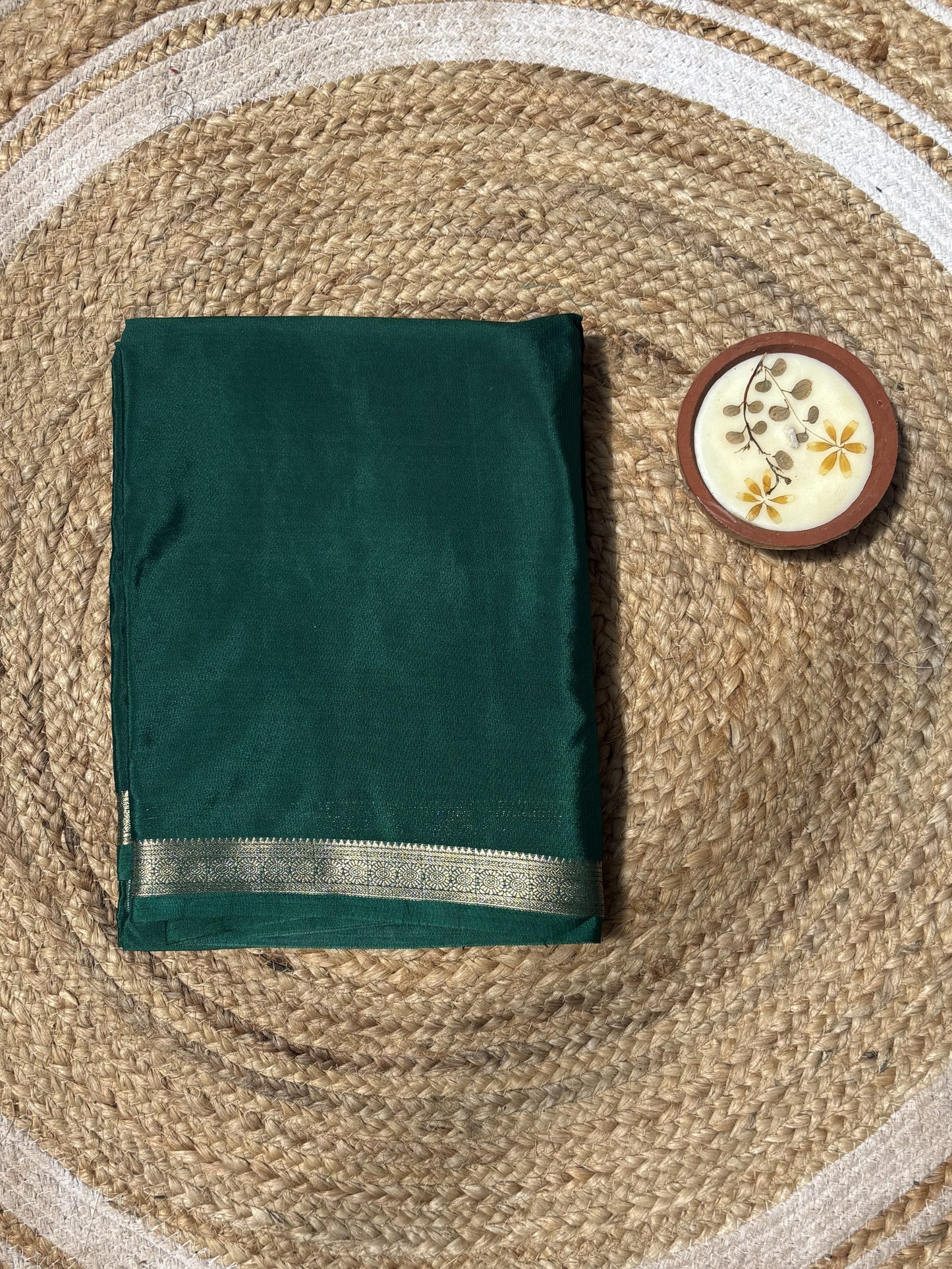Bottle Green Mysore Silk Crepe Saree