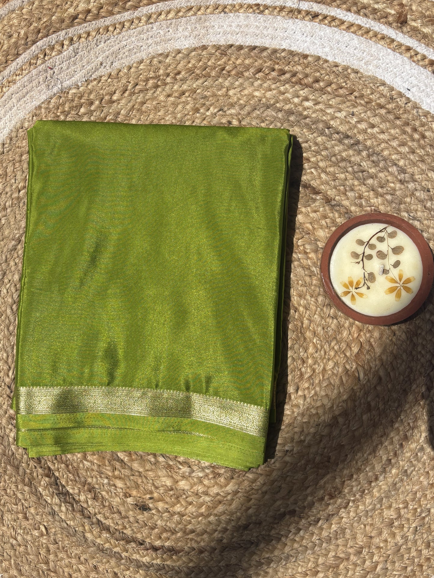 Light Green Mysore Silk Crepe Saree