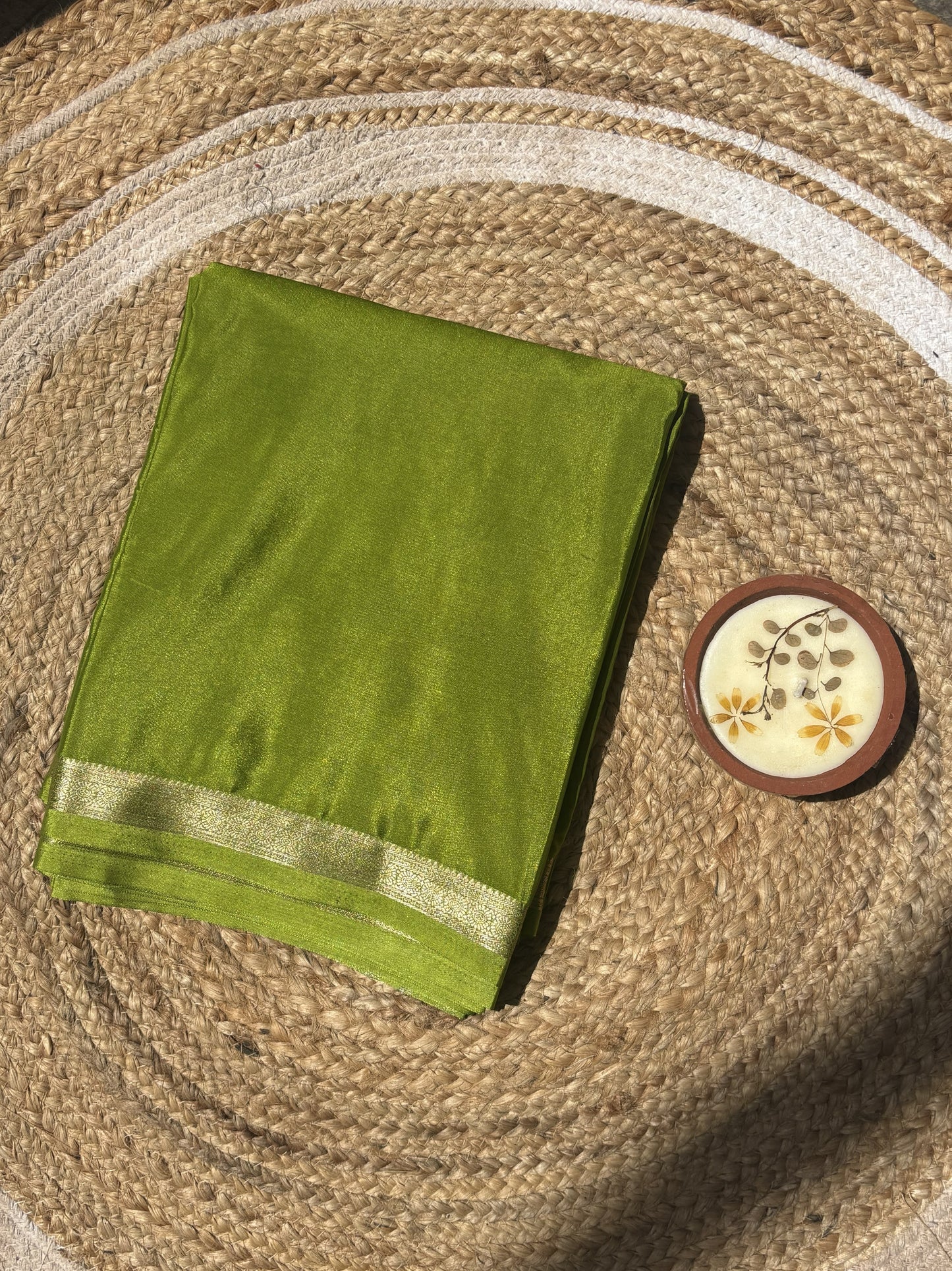 Light Green Mysore Silk Crepe Saree