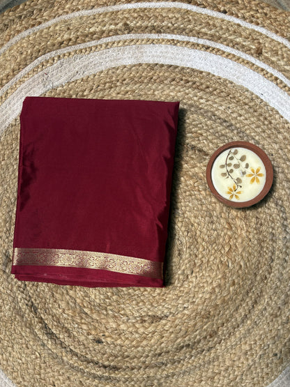 Maroon Mysore Silk Crepe Saree