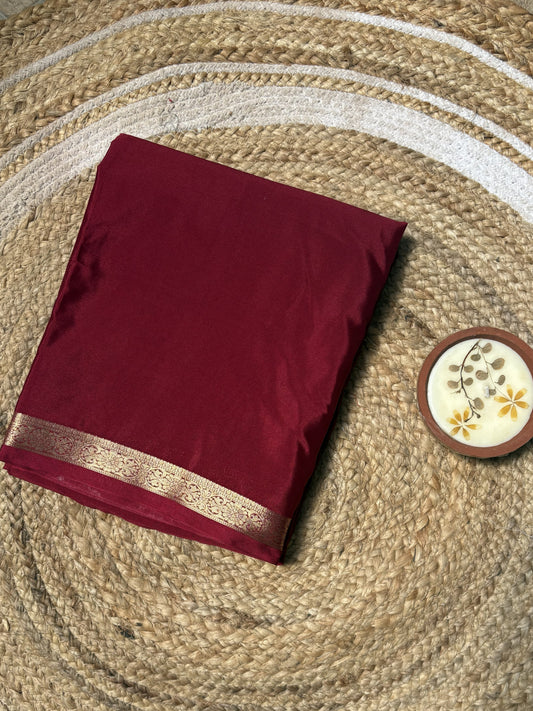 Maroon Mysore Silk Crepe Saree