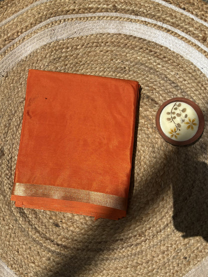 Orange Mysore Silk Crepe Saree