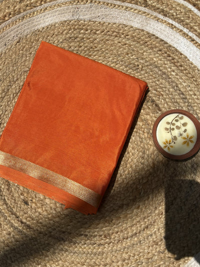 Orange Mysore Silk Crepe Saree