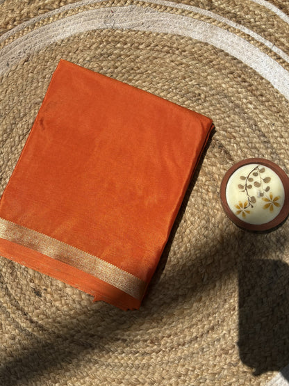 Orange Mysore Silk Crepe Saree