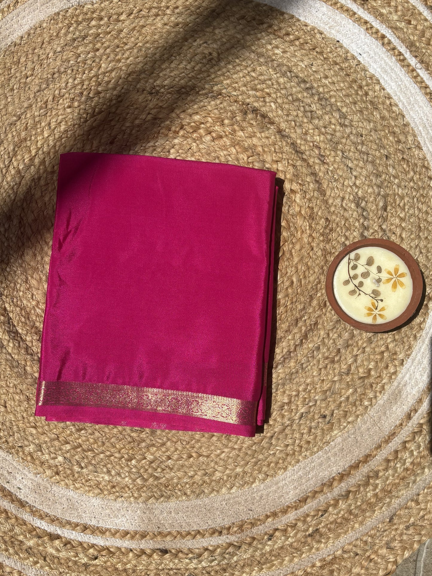 Pink Mysore Silk Crepe Saree