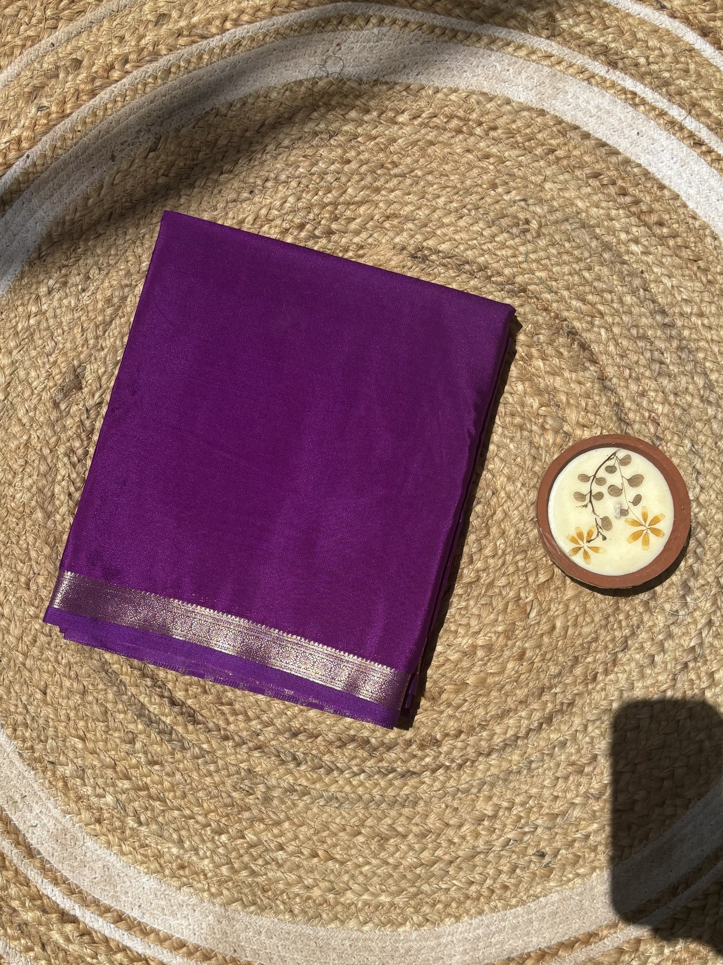 Purple Mysore Silk Crepe Saree