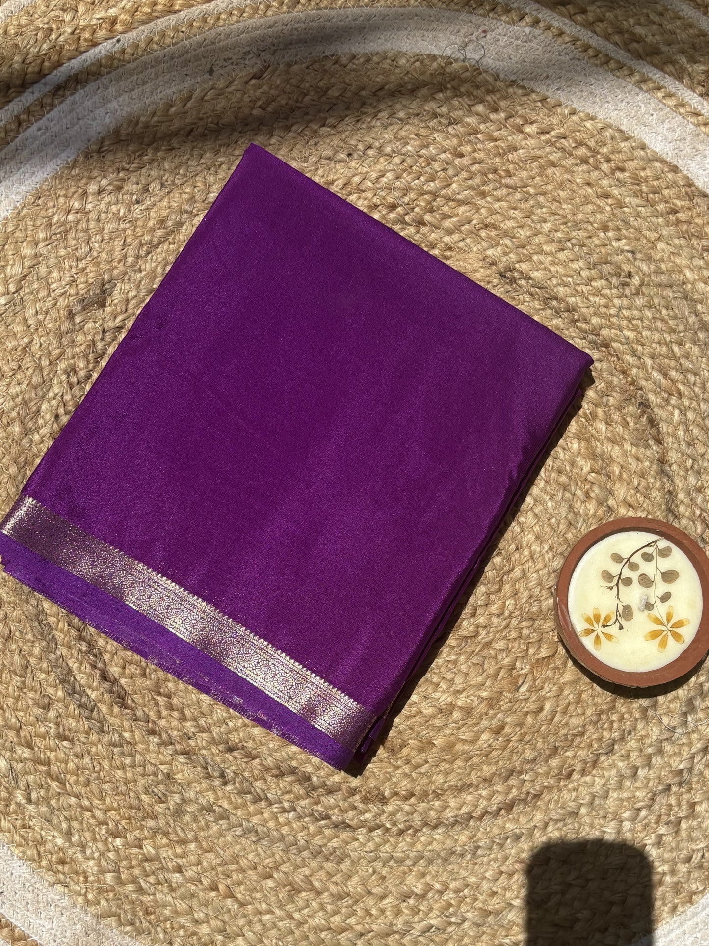 Purple Mysore Silk Crepe Saree