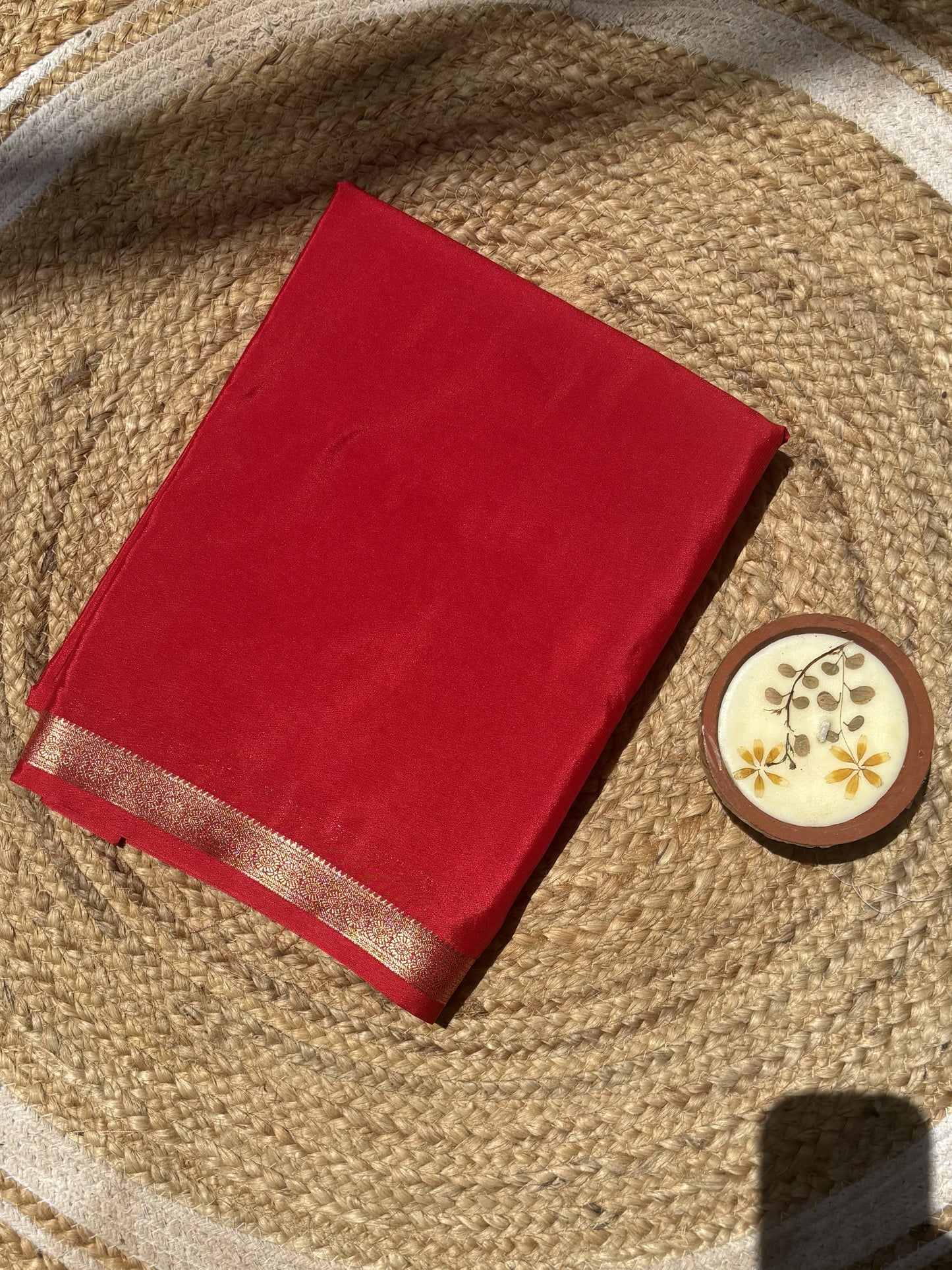 Red Mysore Silk Crepe Saree