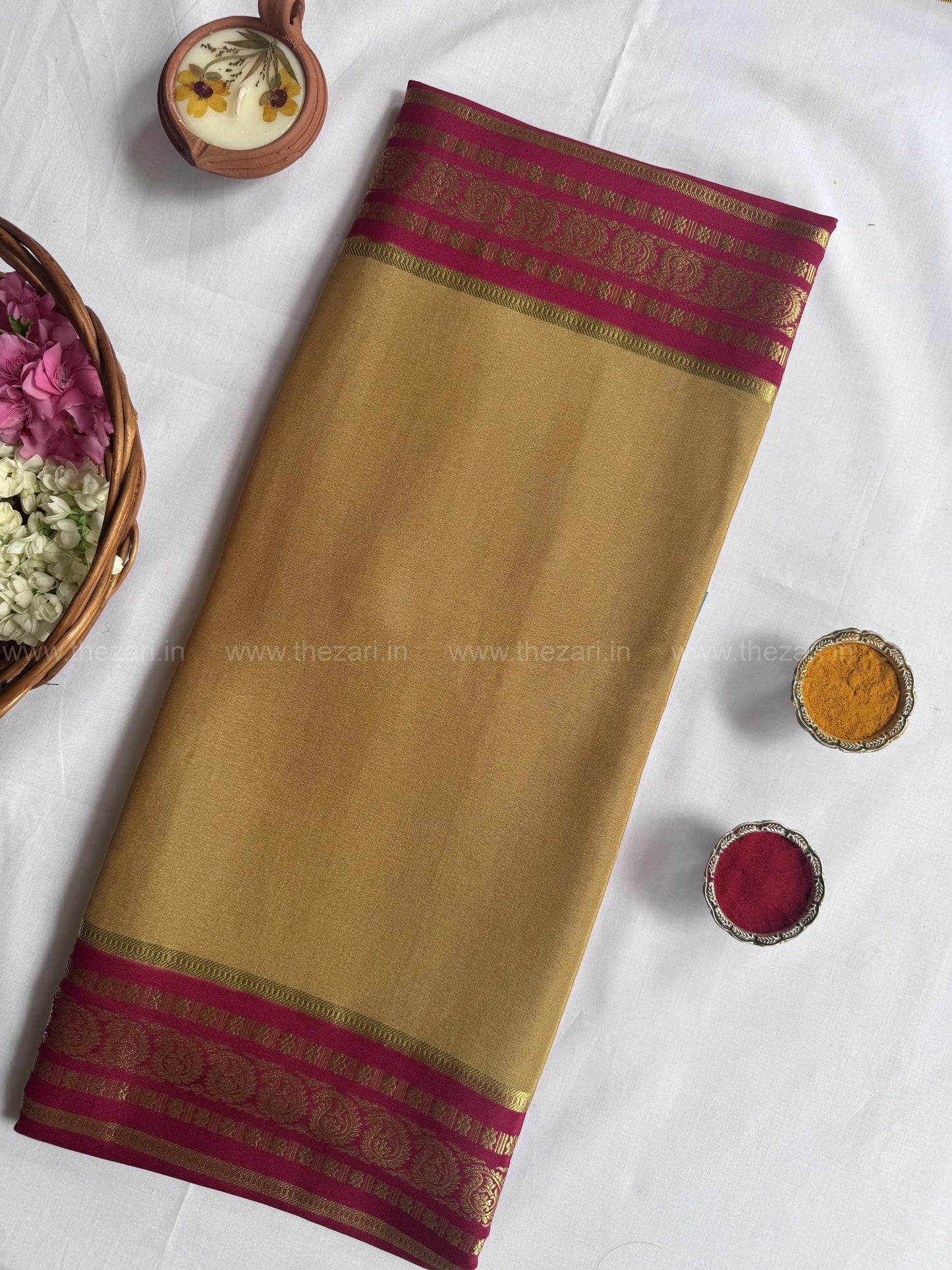 Mysore crepe silk saree in  Doubleside salaree 150 GSM - Green, Pink