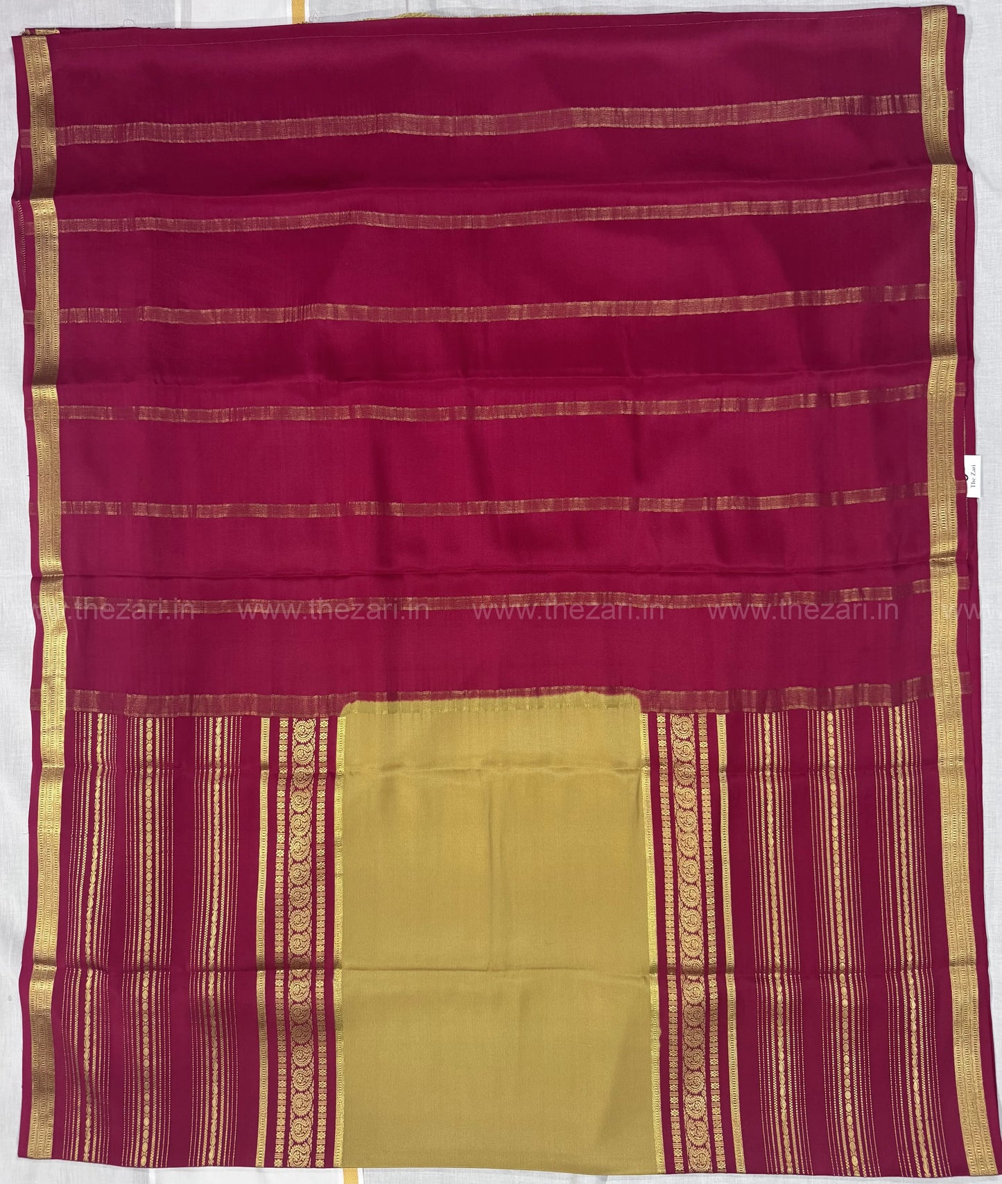 Mysore crepe silk saree in  Doubleside salaree 150 GSM - Green, Pink