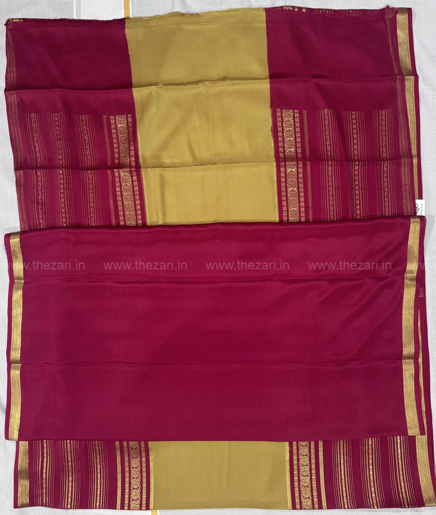 Mysore crepe silk saree in  Doubleside salaree 150 GSM - Green, Pink