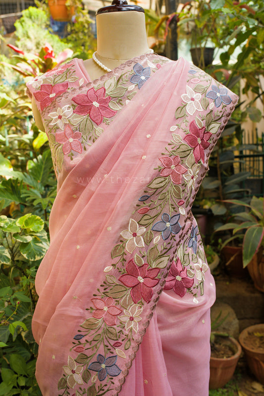 Pink Linen Tissue Saree
