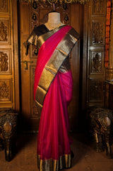 Organza Checked pink saree