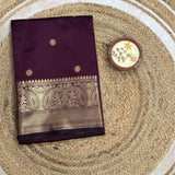 Brown Soft Silk With Golden Border