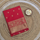 Red Soft Silk With Golden Border