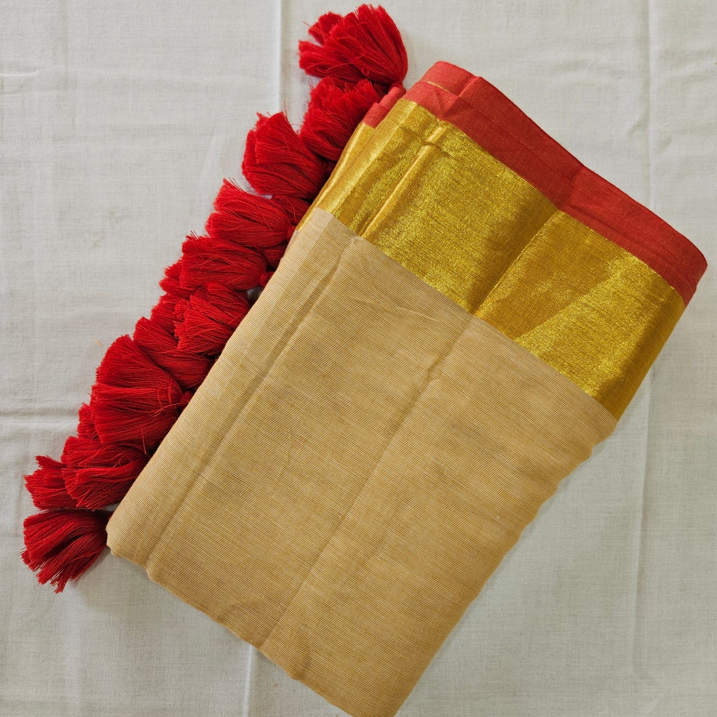 Sandalwood Red Mul Cotton 120 Count Saree