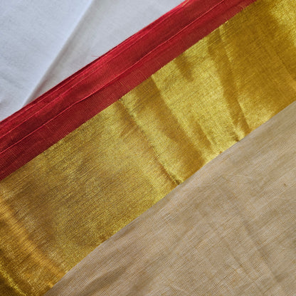 Sandalwood Red Mul Cotton 120 Count Saree