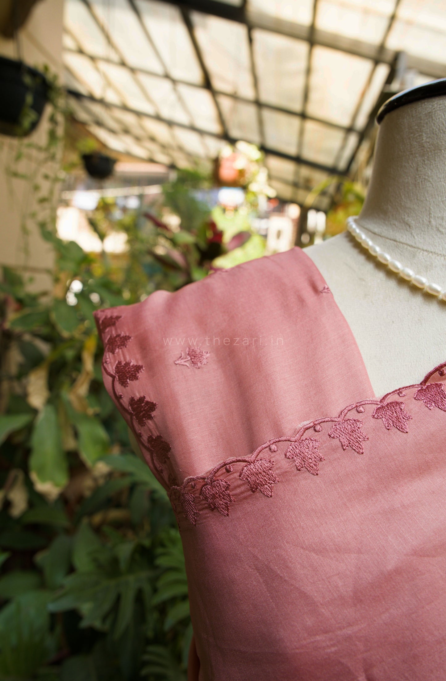 Baby Pink Tussar Saree with Aplique work
