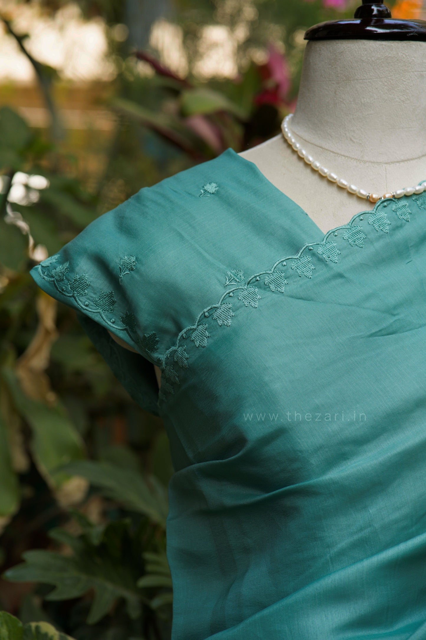 Blue Tussar Saree with Aplique work