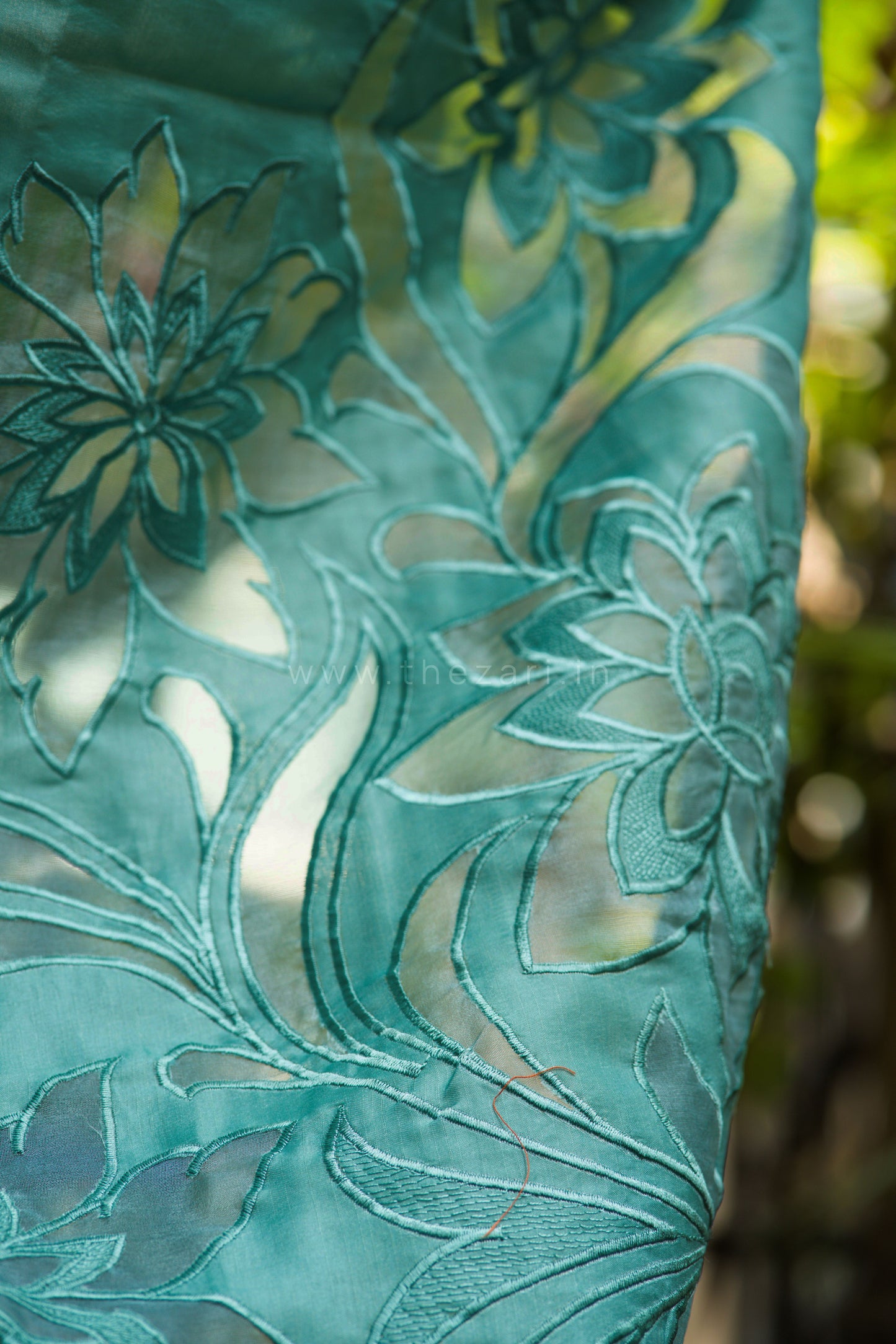 Blue Tussar Saree with Aplique work