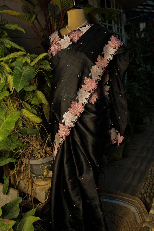 Black Dobby Tussar Saree