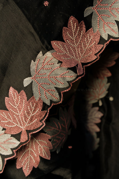 Black Dobby Tussar Saree