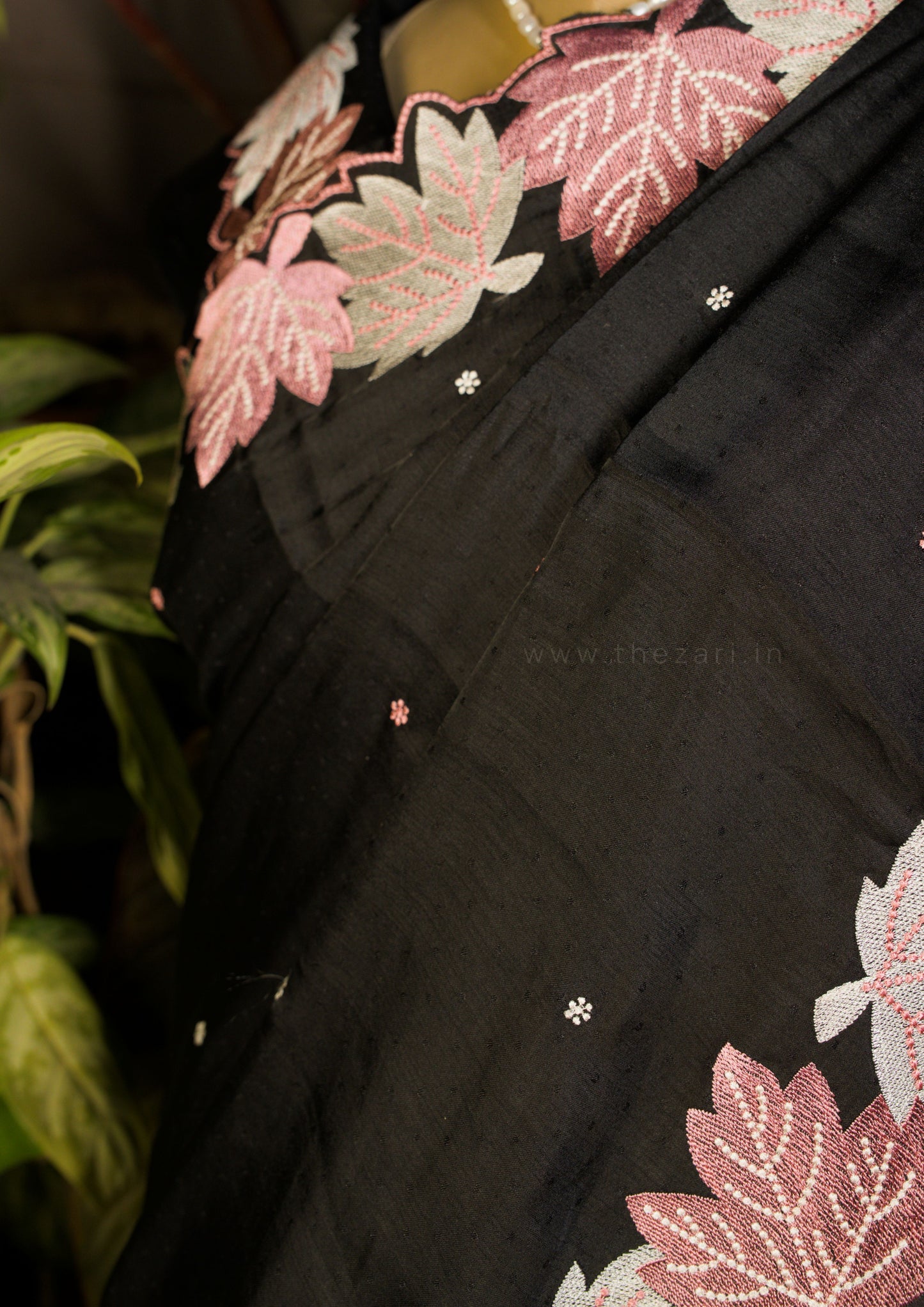 Black Dobby Tussar Saree