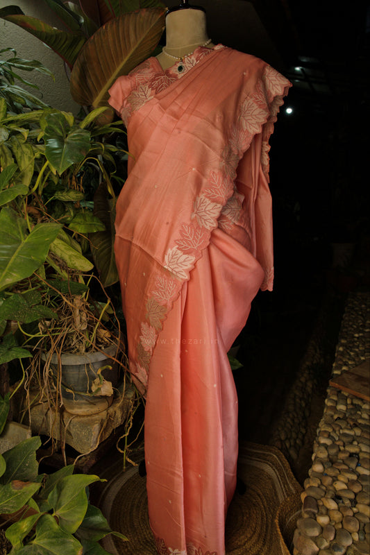 Pink Dobby Tussar Saree
