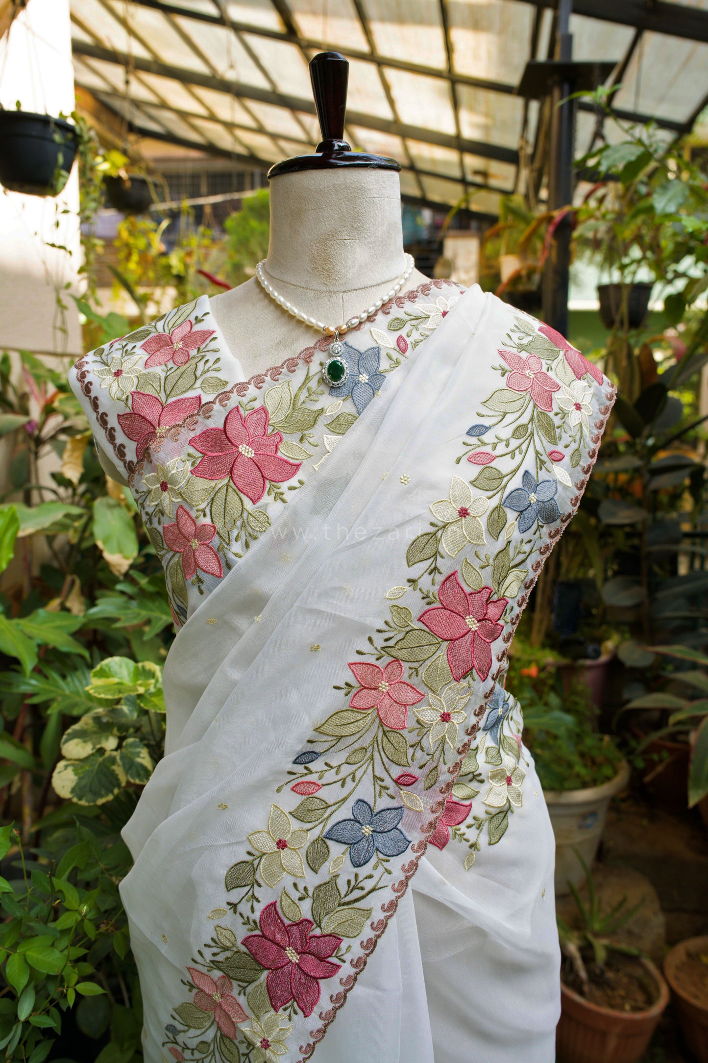 White Linen Tissue Saree