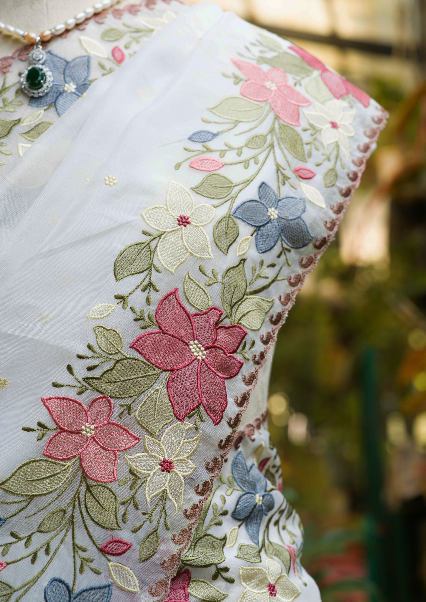 White Linen Tissue Saree