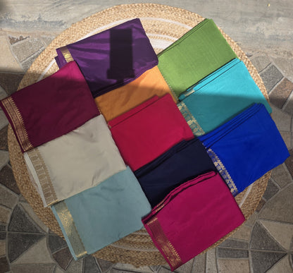 Royal Blue Tape Border Crepe Saree