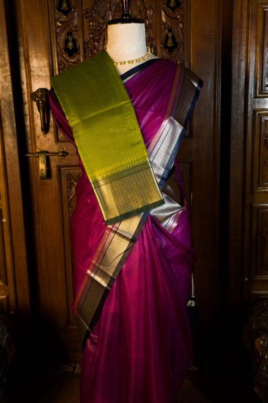 Olive Green Organza Butter Silk