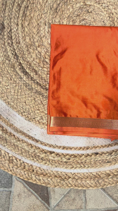 Orange Mysore Silk Crepe Saree