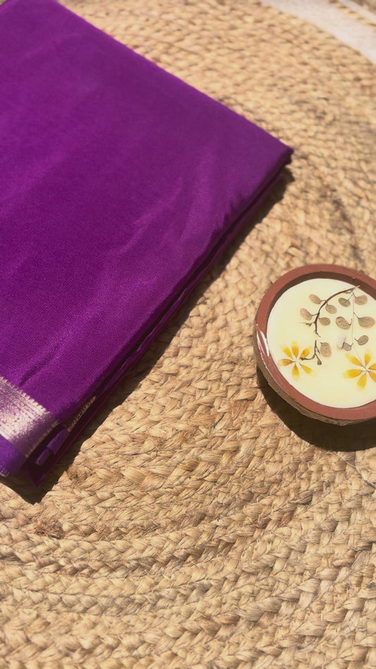 Purple Mysore Silk Crepe Saree