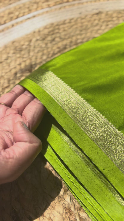 Light Green Mysore Silk Crepe Saree