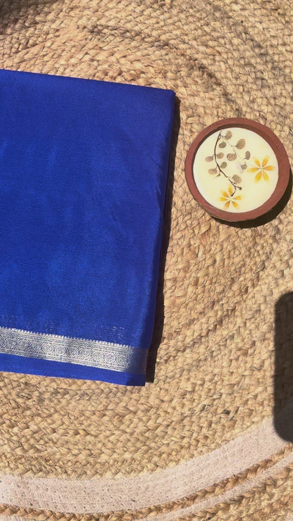 Blue Mysore Silk Crepe Saree