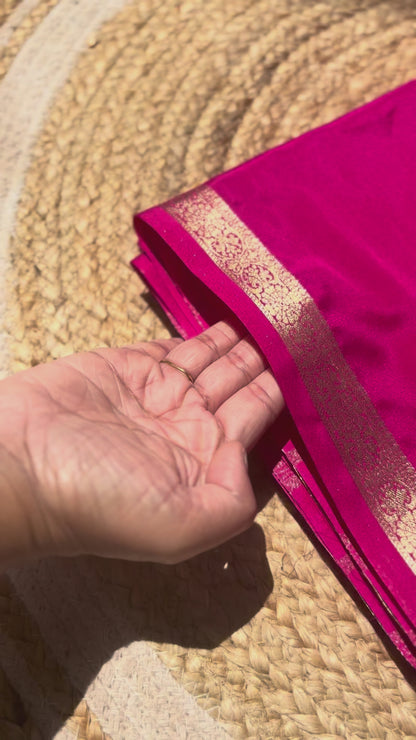 Pink Mysore Silk Crepe Saree