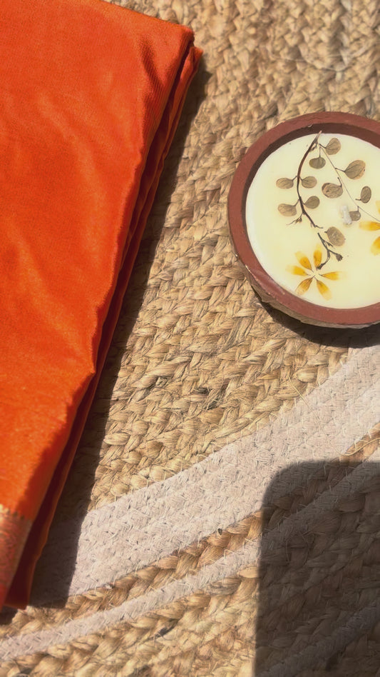 Orange Mysore Silk Crepe Saree