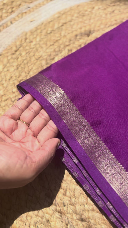 Purple Mysore Silk Crepe Saree